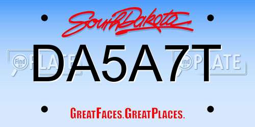 DA5A7T South Dakota License Plate