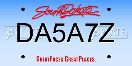DA5A7Z South Dakota License Plate