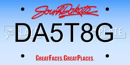 DA5T8G South Dakota License Plate