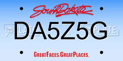 DA5Z5G South Dakota License Plate