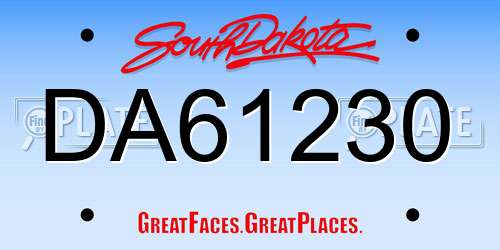 DA61230 South Dakota License Plate