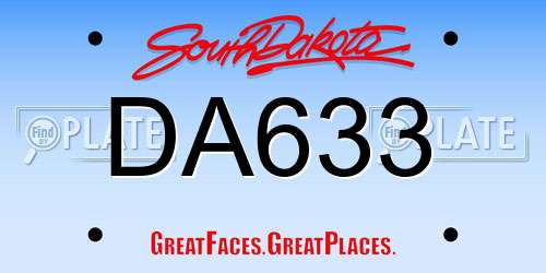 DA633 South Dakota License Plate