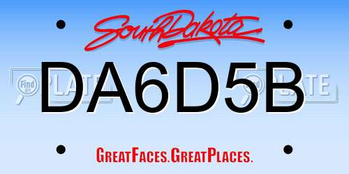 DA6D5B South Dakota License Plate