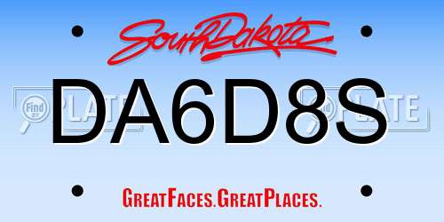 DA6D8S South Dakota License Plate