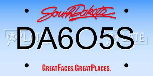 DA6O5S South Dakota License Plate