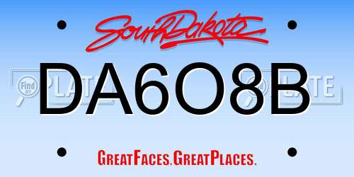 DA6O8B South Dakota License Plate
