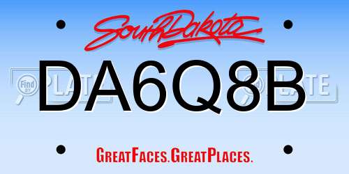 DA6Q8B South Dakota License Plate