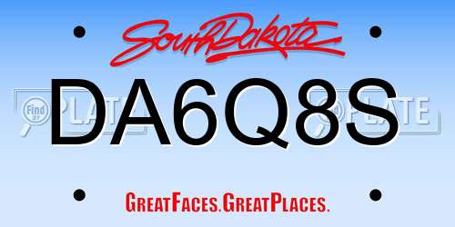 DA6Q8S South Dakota License Plate