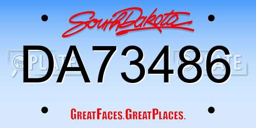 DA73486 South Dakota License Plate