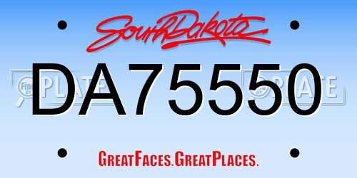 DA75550 South Dakota License Plate