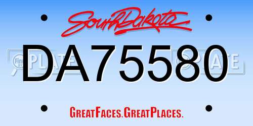 DA75580 South Dakota License Plate