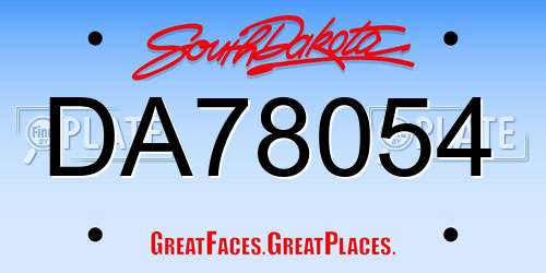 DA78054 South Dakota License Plate