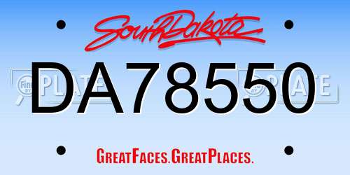 DA78550 South Dakota License Plate