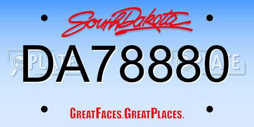 DA78880 South Dakota License Plate