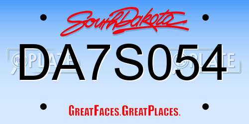 DA7S054 South Dakota License Plate