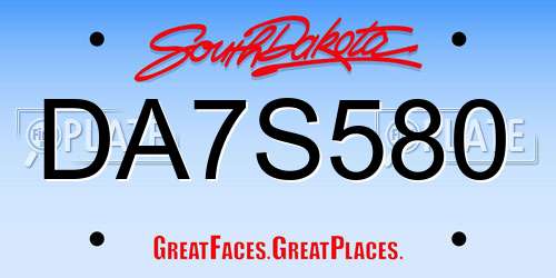 DA7S580 South Dakota License Plate