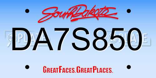 DA7S850 South Dakota License Plate