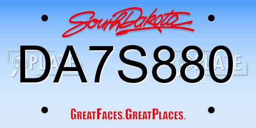 DA7S880 South Dakota License Plate