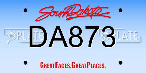 DA873 South Dakota License Plate