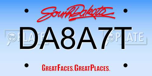 DA8A7T South Dakota License Plate