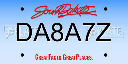 DA8A7Z South Dakota License Plate