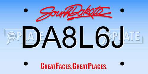DA8L6J South Dakota License Plate