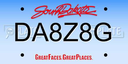 DA8Z8G South Dakota License Plate