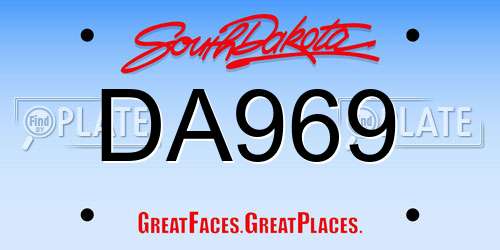 DA969 South Dakota License Plate