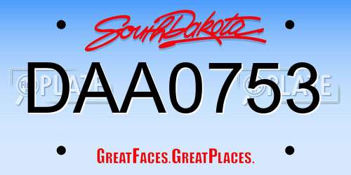 DAA0753 South Dakota License Plate