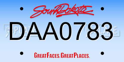 DAA0783 South Dakota License Plate