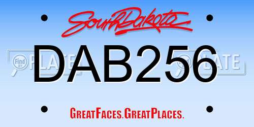 DAB256 South Dakota License Plate