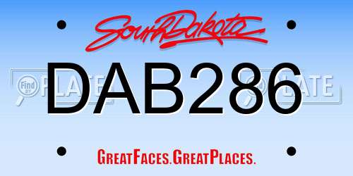 DAB286 South Dakota License Plate