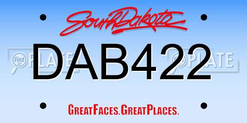 DAB422 South Dakota License Plate