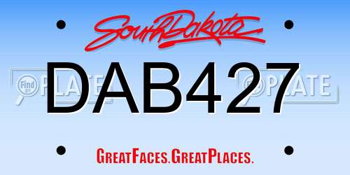 DAB427 South Dakota License Plate