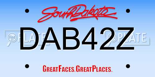 DAB42Z South Dakota License Plate