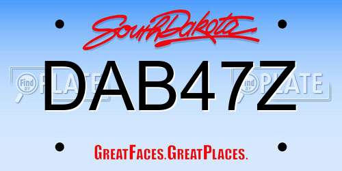 DAB47Z South Dakota License Plate