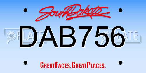 DAB756 South Dakota License Plate