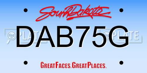 DAB75G South Dakota License Plate