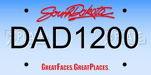 DAD1200 South Dakota License Plate
