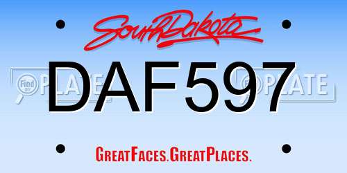 DAF597 South Dakota License Plate