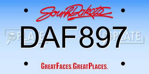 DAF897 South Dakota License Plate