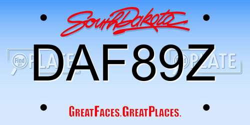 DAF89Z South Dakota License Plate