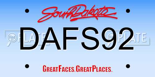 DAFS92 South Dakota License Plate