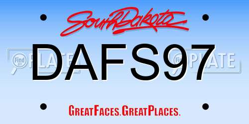 DAFS97 South Dakota License Plate
