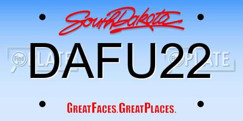 DAFU22 South Dakota License Plate