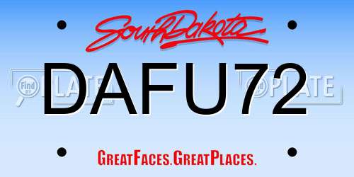 DAFU72 South Dakota License Plate