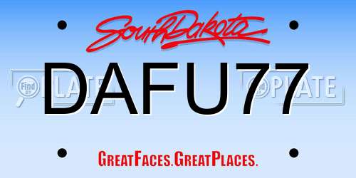 DAFU77 South Dakota License Plate