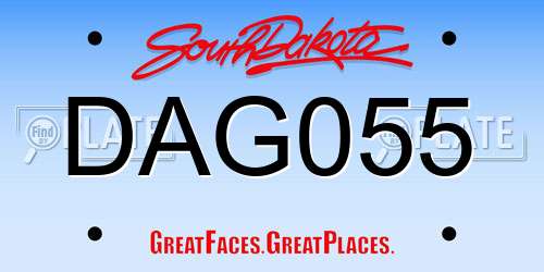 DAG055 South Dakota License Plate