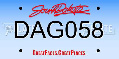 DAG058 South Dakota License Plate