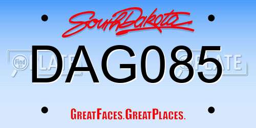 DAG085 South Dakota License Plate
